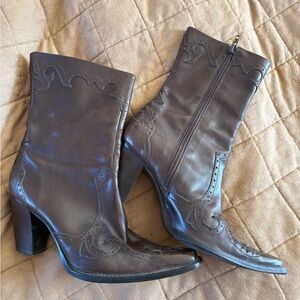 Western Cowboy Dark Brown Heeled Boots